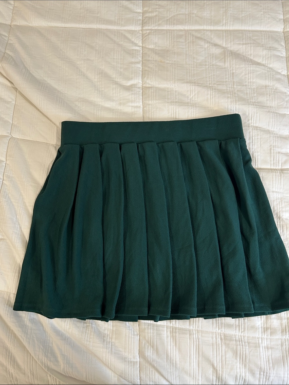 if it were me Deep Teal Pleated Mini Skirt